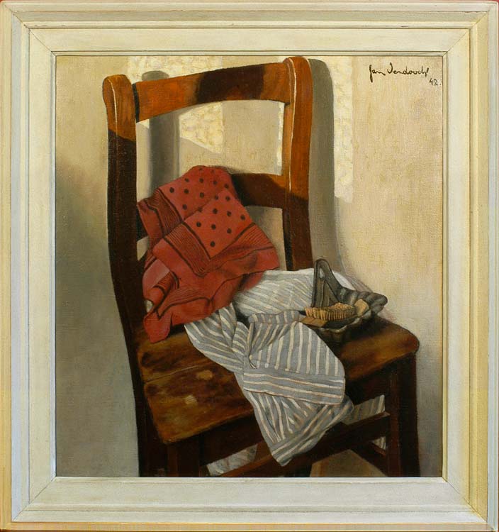 JAN VERDOODT Still life with a chair, shirt and towel