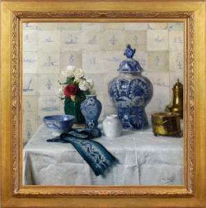 JOSEF KOPF Still life with blue & white porcelain