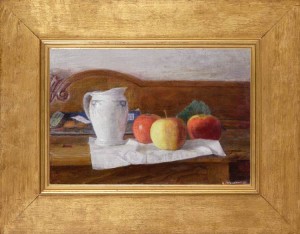 GEORGE WEISSBORT Still life with apples and a blue & white jug